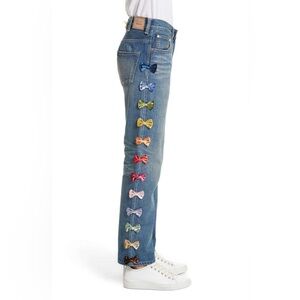 Tu Es Mon TRESOR Velvet Side Bow Jeans In Multi size XS/2